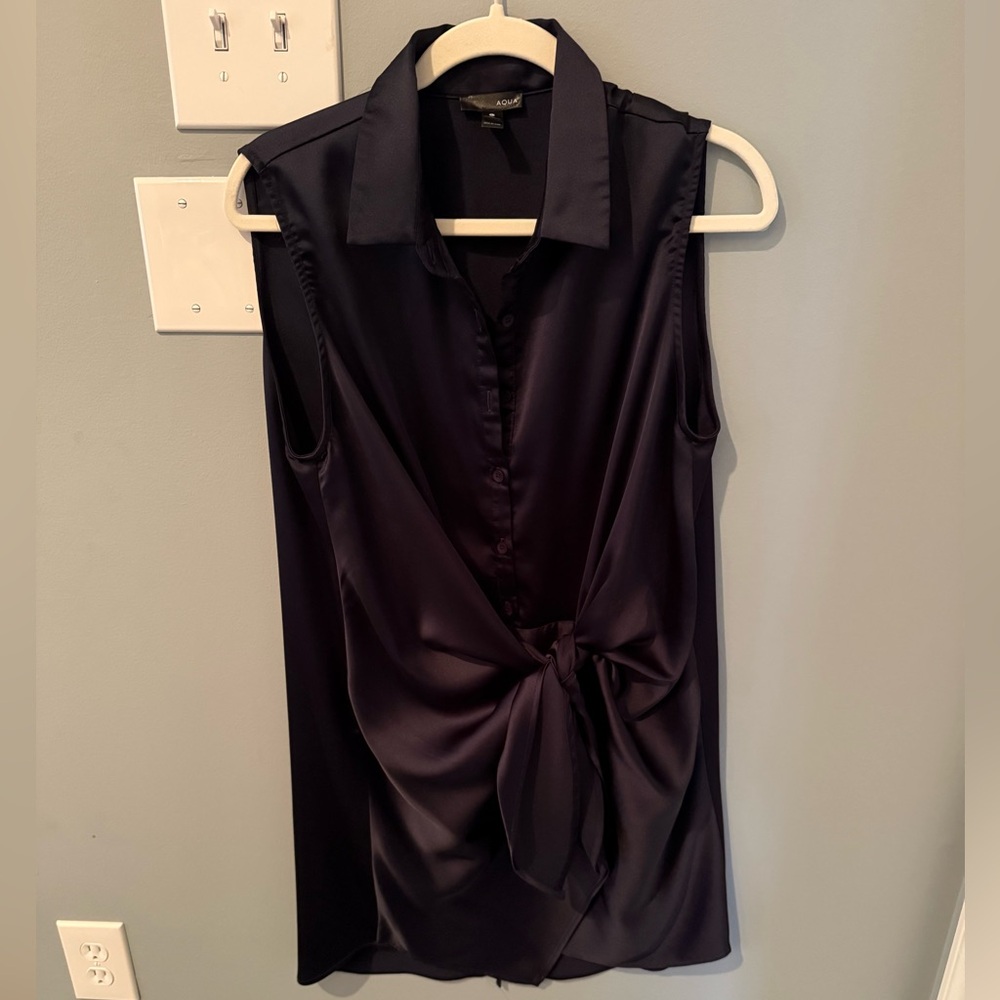 Aqua navy blue wrap dress size L
